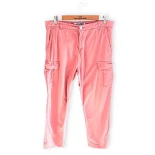 Mens Pink 100% Cotton Straight Leg Combat Cargo Trousers Size 32S W32 L29