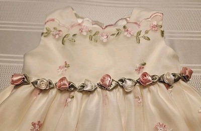 american princess dresses infant American Princess Infant Girls Formal Special Occasion Dress Cream Pink  Size 12M