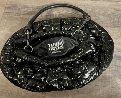 Think Royln Handbag Purse Puffer Quilted Black 2 Straps: Silver Chain & Leather