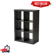 Better Homes & Gardens 6Cube Storage Organizer, Wood Display Bookshelf, Charcoal