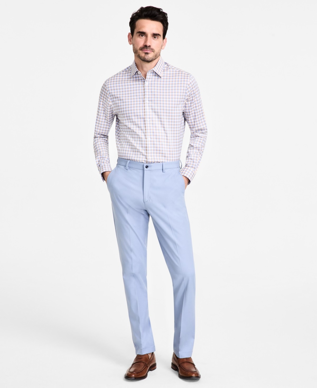 Michael Kors Mens Classic fit Dress Pants 34 / 34 Light Blue Solid Stretch