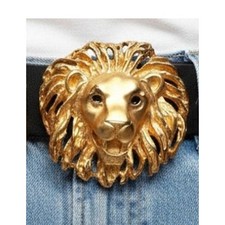 Vintage Doreen Ryan Lion Head Belt Buckle Signed Gig Statement
