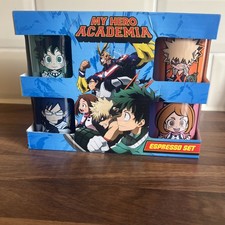 OFFICIAL MY HERO ACADEMIA CHIBI SET OF 4 ESPRESSO MINI COFFEE CUPS NEW IN BOX
