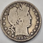 1905 (.3617 OZ SILVER) Barber Silver Half Dollar  *SILVER*