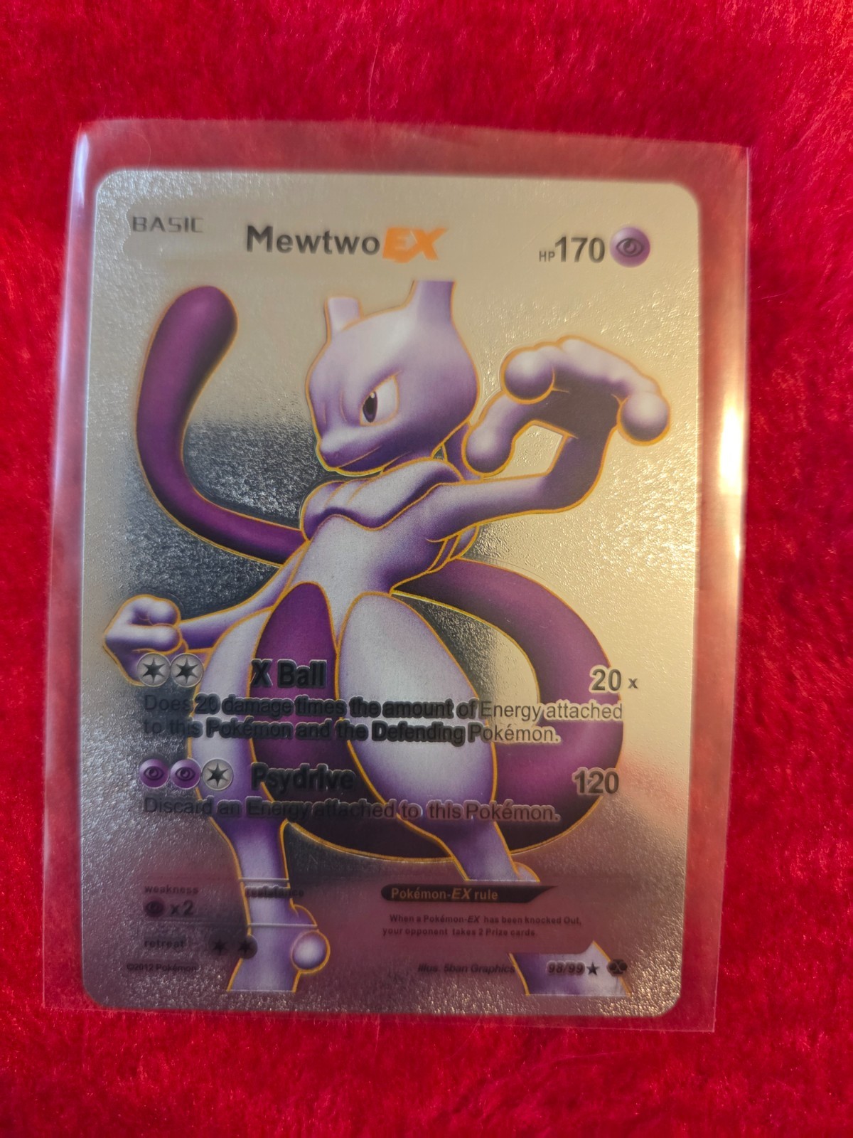Pokemon Mewtwo EX SILVER Foil Fan Art Collector Card  - 170 HP