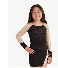 Justice Girls Long Sleeve Black/Gold Cheer/Dance Gymnastics Top Size XS 5-6 