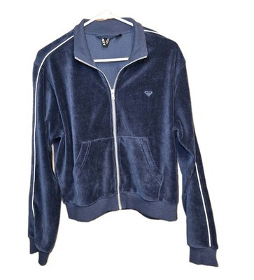 Roxy EUC Navy Velour Zip Jacket Women s Small Y2K Track Style   Vintage 