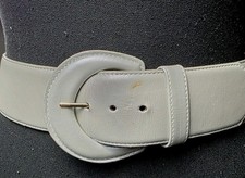Lejon for Nordstrom Silver Gray Wide Leather Belt 80s Dynasty Old Money Chic Lux