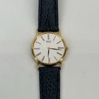 Vintage Seiko Quartz Gold Tone Roman Dial Date Dress Watch 5Y39-7010 New Strap
