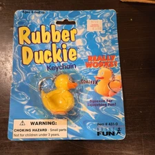 Rubber Duckie Keychain New Sealed 1997 Basic Fun Mini Travel Stocking Stuffer