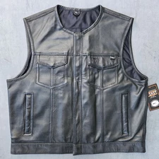 FIRST MFG. Lowside Men's Perforated Motorcycle Leather Vest 2XL