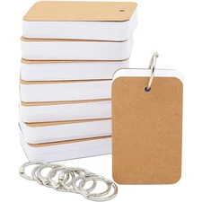8 Pack Blank Flash Cards with Rings for Studying with 50 Sheets Each, 2.2 x 3.5"