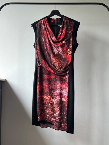 Helmut Lang, Helmut Lang Asymmetric Runway Midnight Floral Pattern Dress Made In USA Size 6