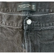Abercrombie Fitch Authentic Rigid Denim Loose Black Carpenter Jeans 38x32