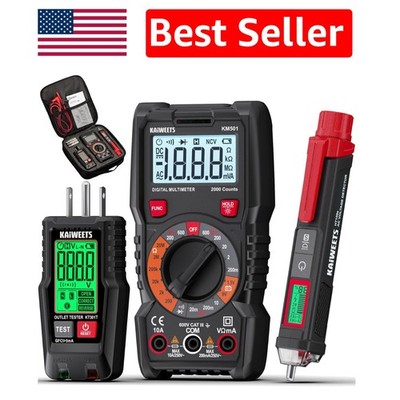 Smart Non-Contact Voltage & GFCI Outlet Tester Kit with Complete Multimeter Set