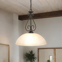 HäNgeleuchte Schwarz Weiß Ø 40 Cm Metall Glas E27 Rustikal HäNgelampe Esszimmer
