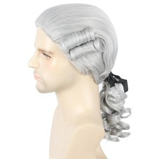 Barock Perücke Herren, Renaissance, Halloween, Fasching, Zopf, blond, grau