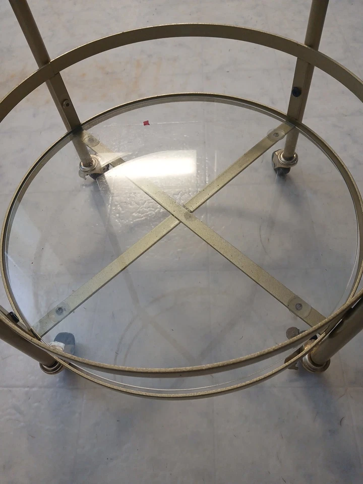 2-Tier Round Bar Cart, Chrome/Glass - Image 3 of 4