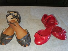 Girls Sandals Size 5 Lot of 2 Pairs Arizona Jeans & Gymboree Black Red Cute!
