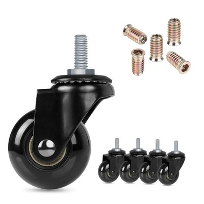 Hirate 2'' Office Chair Casters Wheel with 5/16''-18UNC Threaded Stem Soft Gami...
