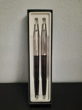 Vintage Parker Jotter Pens and Pen Pencil Set In Black and Silver W/Black Ink