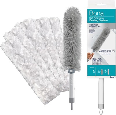 Bona High Performance Dusting System - 1 Compact Handle, 5 Disposable White 