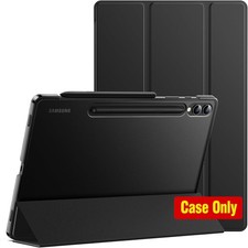 Translucent Back Tri-Fold Stand Case for Galaxy Tab S10 Plus 12.4-Inch, Black