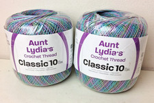 Aunt Lydia's Classic Size 10 Crochet Thread Blue Purple Pink Monet Lot of 2