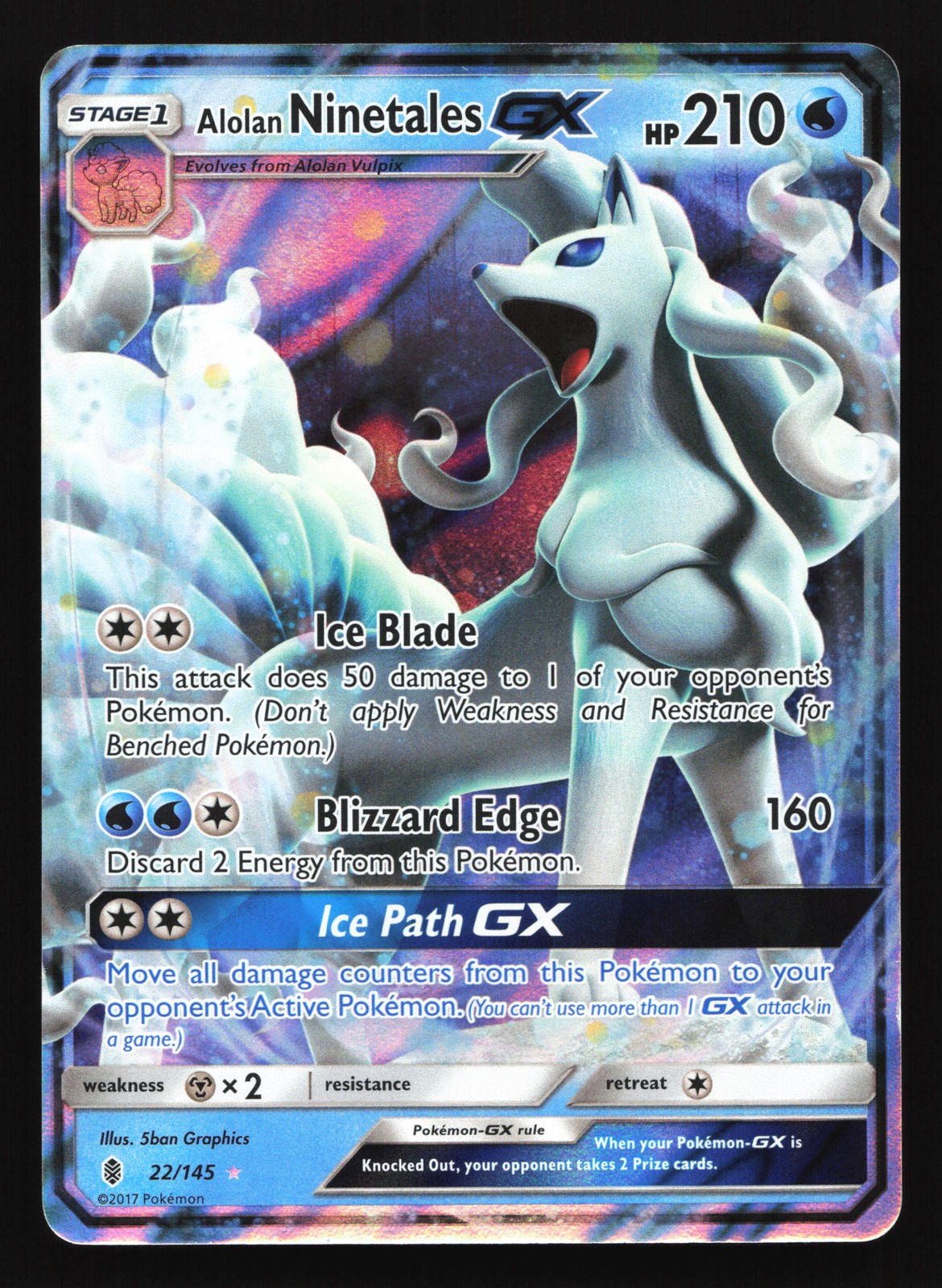 Alolan Ninetales GX 22/145 SM - Guardians Rising Ultra Rare Pokemon Card