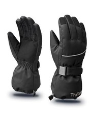 Kids Warm Gloves Winter Waterproof Snow Gloves for 7-10 years old Black