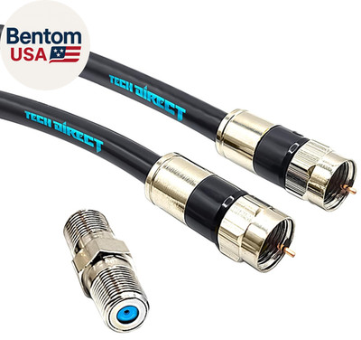 10FT RG6 Coaxial Cable Black - High Speed Internet, Cable TV, Antenna, Satellite