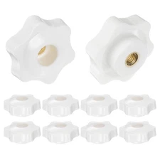 10pcs Star Knobs M6 Thread 38mm Head Through Hole Clamping Handles White