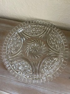Anchor Hocking Stars & Bars Round Glass Cake Sandwich Serving Plate 12" Vintage