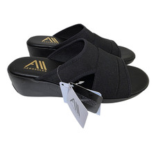 Aerosoles Comfort Slide Sandals Slip On Wedge Heel Women's Size 7 Black Open Toe