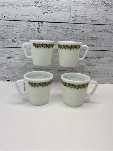 Pyrex Corelle Crazy Daisy Spring Blossom Coffee/Tea Mugs Set of 4 D-Handle