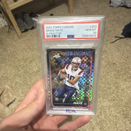 2024 Topps Chrome Drake Maye X-Fractor Rookie #203 PSA 10 New England Patriots