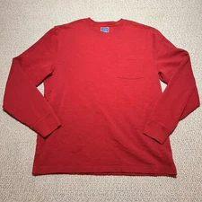 J Crew French Terry Garment Dyed V Stitch Crewneck Sweatshirt Med Red