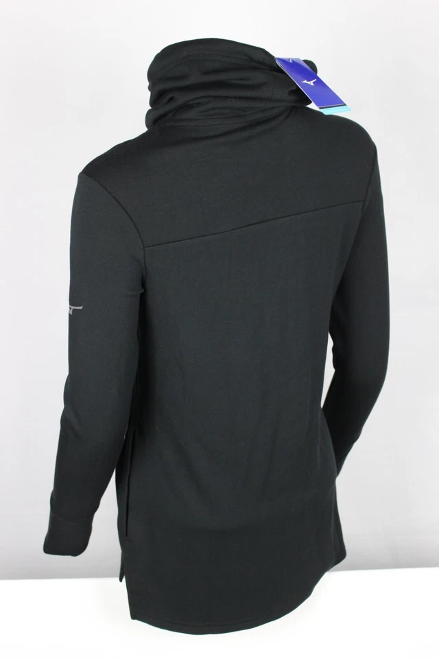 Mizuno Women's Pullover Momentum Funnel Neck Long Sleeve Sweatshirt Black - Image 2 of 4