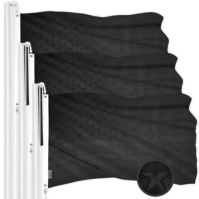 NEW G128 All Black American USA Flag 3-Pack 3x5 FT Embroidered Stars