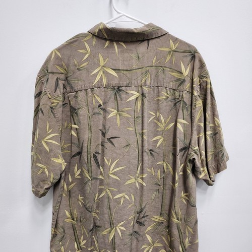 Jamaica Jaxx Mens Hawaiian Shirt XL Beige Leaf Print Silk Button Up Short Sleeve - Picture 6 of 6