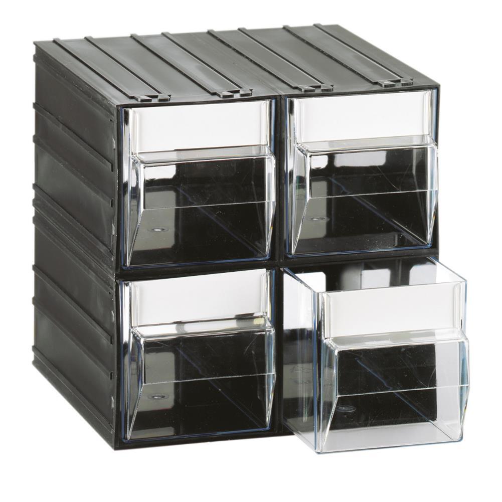 Cassettiera in plastica portaminuteria, 4 cassetti, 225 L x 225 P x 225 H mm