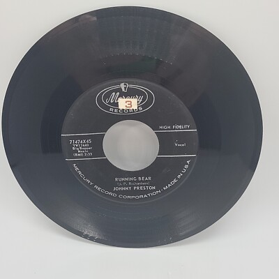 My Heart Knows /Running Bear by Johnny Preston 45 RPM Vintage