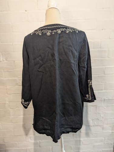 EDWARD Woman 100% Irish Linen Embroidered Tunic Top Size 1X - Picture 4 of 9