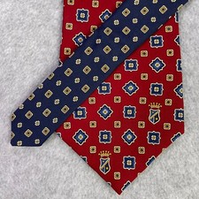 Tommy Hilfiger Necktie Red Italian Silk Made in USA Diamond/Geometric Print 58x4