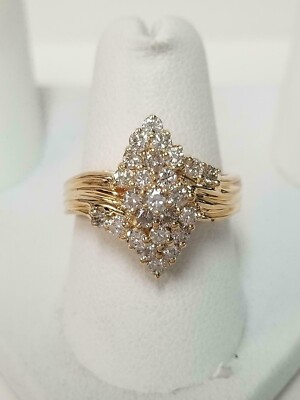 3Ct Round Simulated Diamond Waterfall Cluster Cocktail Ring 14k Yellow Gold Over