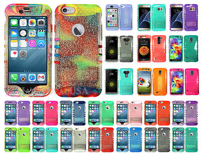 GLITTER Armor Shock Proof Impact Hybrid Soft Hard Cover Case for Cell Phone