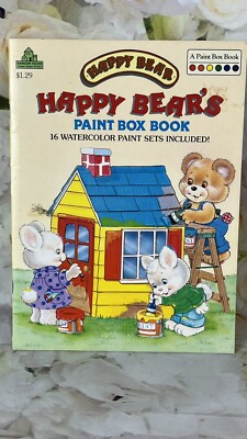 Happy Bears Paint Box Coloring Book Paint with Water 1988 Random House Vintage