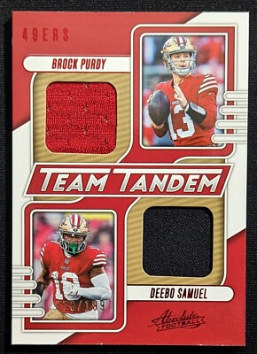 2023 Absolute #TT-SF Brock Purdy & Deebo Samuel /199 - Team Tandem DUAL RELIC