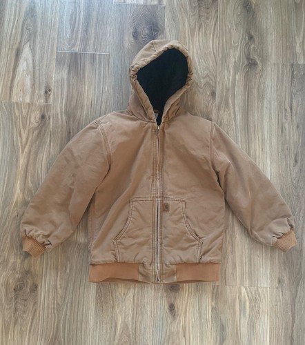 Carhartt Jacket Boy’s Youth L (14-16) Brown Full Zip Up Hooded Canvas
