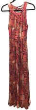 Women's Calvin Klein Orange Black Pink Keyhole Strappy Long Sleeveless Dress 14